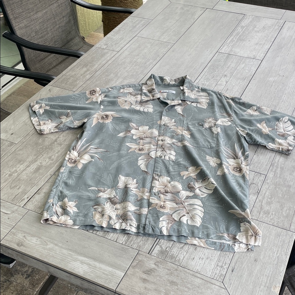 Floral Gray Casual Button Down Shirt